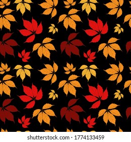 Abstract Autumn Leaves Seamless Pattern Background. Vector Illustration EPS10