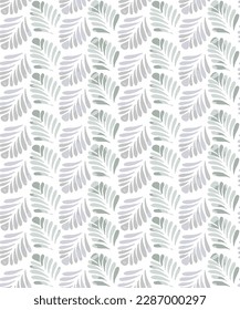 Abstract autumn leaves seamless pattern, vector purple green background. Hand-drawn leaves on a blue background. For fabric design, wallpaper, wrappers, decorating