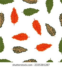 Abstract autumn leaves seamless pattern. Simple botanical leaf background. Retro decorative backdrop for fabric design, textile print, wrapping. Vector illustration