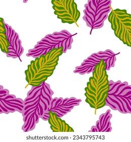 Abstract autumn leaves seamless pattern. Simple botanical leaf background. Retro decorative backdrop for fabric design, textile print, wrapping. Vector illustration