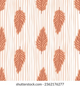 Abstract autumn leaves seamless pattern. Simple botanical leaf background. Retro decorative backdrop for fabric design, textile print, wrapping. Vector illustration