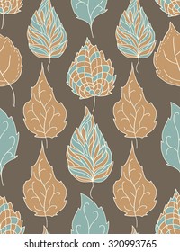 Abstract Autumn leaves. Seamless pattern