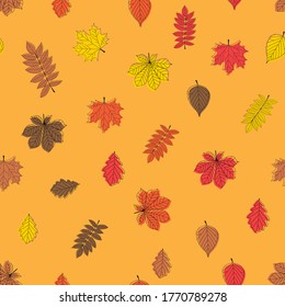 Abstract Autumn LeavesSeamless Pattern Background. Vector Illustration EPS10