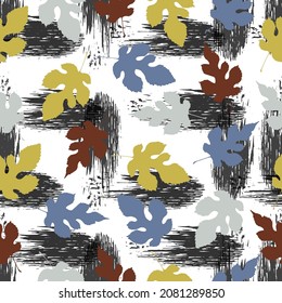 Abstract Autumn LeavesSeamless Pattern Background. Autumn imprint leaves pattern background. seamless pattern, colorful background.