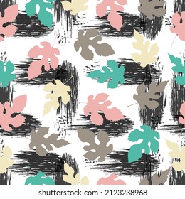 Abstract Autumn LeavesSeamless Pattern Background. Autumn imprint leaves pattern background. colorful background.