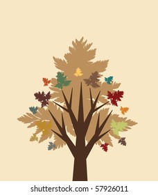 abstract autumn multicolor tree, symbol of nature