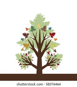 abstract autumn multicolor tree, symbol of nature