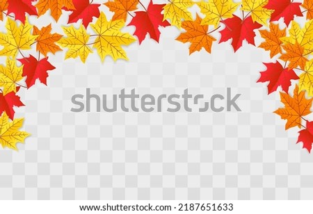 Abstract autumn panorama with colorful leaves on transparent background. Yellow foliage collection. Vector Illustration. Fall flying leaves png, autumn nature vector design elements for decoration. Photo stock © 