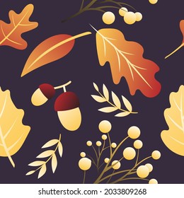 Abstract Autumn patterns background leaves change color in the autumn colors on blue background , for template and print, Simple cartoon flat style. illustration Vector EPS 10
