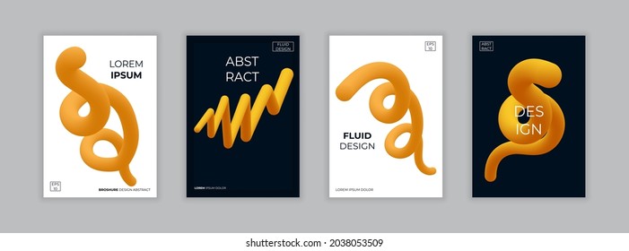 Abstract autumn poster. Modern abstract covers set. Cool gradient shapes composition. Eps10 vector. Fluid 3d design. Banner, cover, poster vector illustration design.