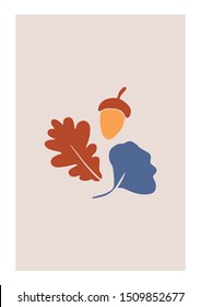 Abstract Autumn Print. Vector Minimal Fall Illustration.