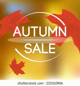 abstract autumn sale background with falling red leafs