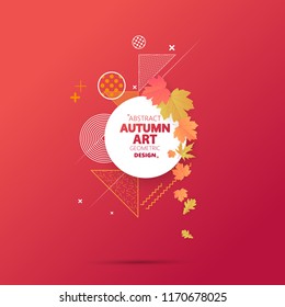 Abstract autumn sale background layout decorate with leaves and geometric patterns for shopping sale or promo poster and frame leaflet or web banner.Vector illustration.