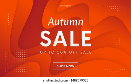 Abstract Autumn Sale Promo Banner. Trendy Liquid Orange Color Background Vector Design.