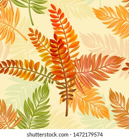 Abstract autumn seamless pattern with leaves. background for various surface. Colorful pattern autumn background. Autumn ornament. Vector nature illustration. EPS10