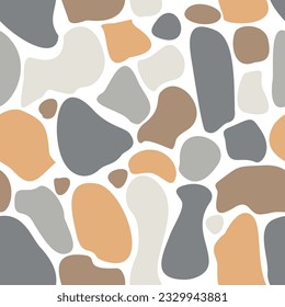 Abstract Autumn seamless pattern with spots or stones. Warm colors endless background. Vector doodle decorative backdrop. Wallpaper, Banner, Poster, Wrapping paper template, textile, decoration.