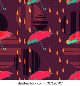Abstract autumn seamless pattern with umbrellas.
