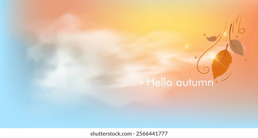 Abstract autumn seasonal background with falling autumn. Hello autumn season. All layered and grouped. Vector.