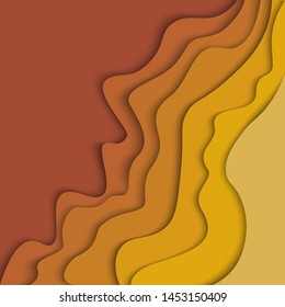 Abstract autumn seasonal wave background with paper cut shapes.
