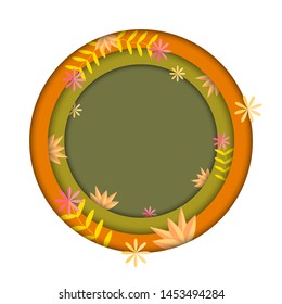 Abstract autumn seasonal wave background with paper cut shapes.
