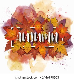 An abstract Autumn theme artistic bright yellow watercolor background texture; golden paint on white paper.