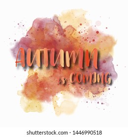 An abstract Autumn theme artistic bright yellow watercolor background texture; golden paint on white paper.