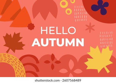 Abstract Autumn Theme with Hand Drawn Organic Shape Background