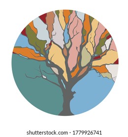 Abstrakter Herbstbaum auf weißem Hintergrund