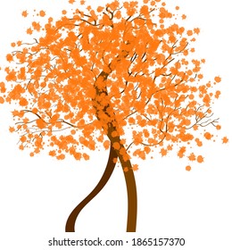 Abstract autumn tree with colorful blots and splashes