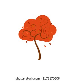 Abstract Autumn Tree Falling Leaves Vector Art Illustration Design