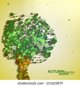Abstract autumn tree illustration, vector background eps10