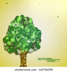 Abstract autumn tree illustration, vector background eps10