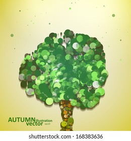 Abstract autumn tree illustration, vector background eps10