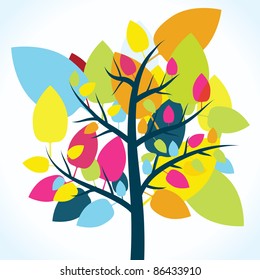 Abstract autumn tree with leaves - vector illustration