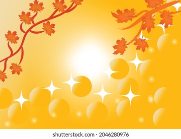 Abstract autumn tree with lighting and color orange gradient.