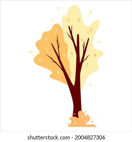 Abstract autumn tree. Ornamental plant. Cartoon style. Vector illustration for the design of postcards, banners.