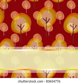 Abstract autumn tree seamless pattern greeting card
