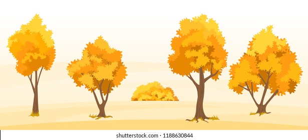 Abstract autumn trees set. Fall vector design elements 