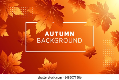 abstract autumn vector background with leaf and golden rays,can be used in cover design, poster, flyer, book design, website backgrounds or advertising. vector illustration.