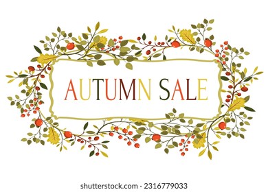 Abstract autumn vector. Bright warm colors Frame, background for text.