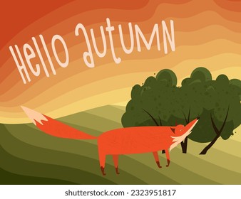 Abstract autumn vector. Frame of bright warm tones, hello autumn. Poster banner isolated on a white background. September. autumn leaves