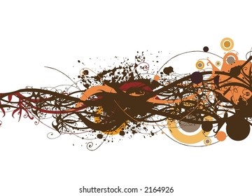 abstract autumn vector illustration floral & grunge design elements