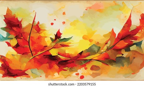 abstract autumn watercolor art bright warm colors fall