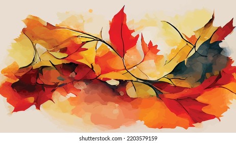 abstract autumn watercolor art bright warm colors fall