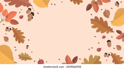 Abstract autumn web background template with many different leaves - Vector illustration