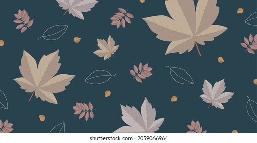 Abstract autumn web background template with many different leaves - Vector illustration
