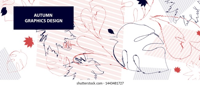 Abstract Autumn white background color red and blue leaves vector