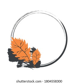 Abstract Autumn Wreath Leaf Brush Border Vector