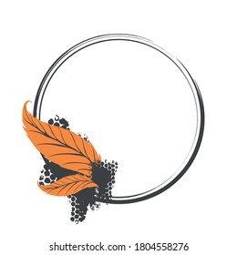 Abstract Autumn Wreath Leaf Grunge Border Vector
