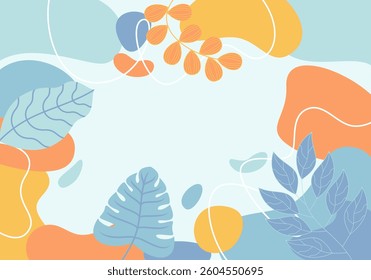 Abstract Autumnal Floral Design with Colorful Shapes